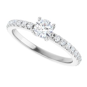 14K White Gold 4.4 mm Round Ring Mounting – image 8