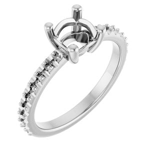 18K White Gold 6 mm Cushion Ring Mounting – image 2