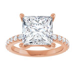 10K Rose Gold 9 mm Square Ring Mounting – image 5