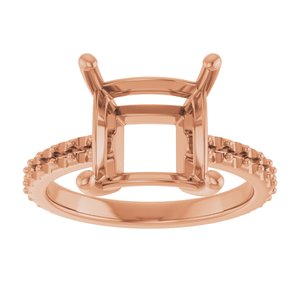 14K Rose Gold 9 mm Square Ring Mounting – image 6