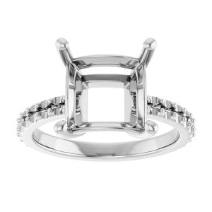 18K White Gold 9 mm Square Ring Mounting – image 6