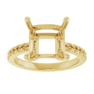 18K Yellow Gold 9 mm Square Ring Mounting – image 6