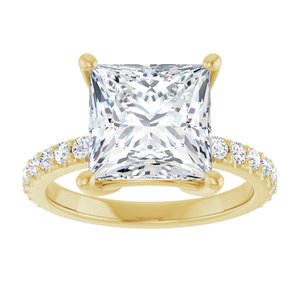 18K Yellow Gold 9 mm Square Ring Mounting – image 5