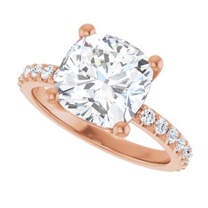 10K Rose Gold 9 mm Cushion Ring Mounting – image 8