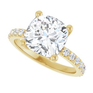 10K Yellow Gold 9 mm Cushion Ring Mounting – image 8