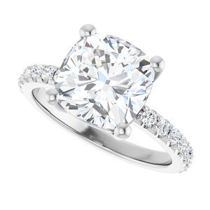 14K White Gold 9 mm Cushion Ring Mounting – image 8