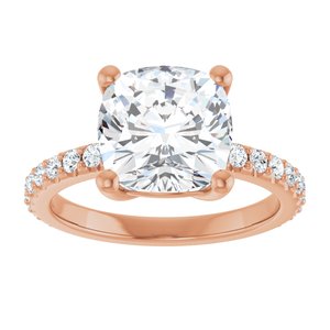 10K Rose Gold 9 mm Cushion Ring Mounting – image 5
