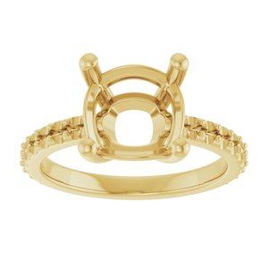 18K Yellow Gold 9 mm Cushion Ring Mounting – image 6