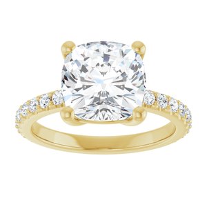 18K Yellow Gold 9 mm Cushion Ring Mounting – image 5