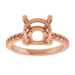 10K Rose Gold 9 mm Cushion Ring Mounting – image 6