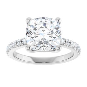 10K White Gold 9 mm Cushion Ring Mounting – image 5