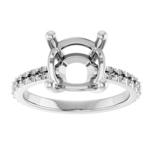 18K White Gold 9 mm Cushion Ring Mounting – image 6