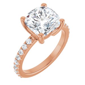 10K Rose Gold 9 mm Cushion Ring Mounting
