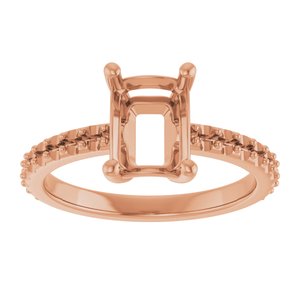 10K Rose Gold 8x6 mm Emerald Ring Mounting – image 6