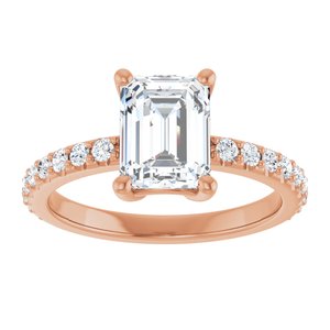 18K Rose Gold 8x6 mm Emerald Ring Mounting – image 5