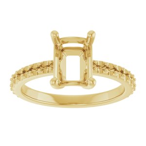 10K Yellow Gold 8x6 mm Emerald Ring Mounting – image 6