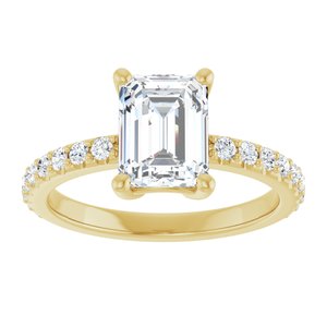 18K Yellow Gold 8x6 mm Emerald Ring Mounting – image 5