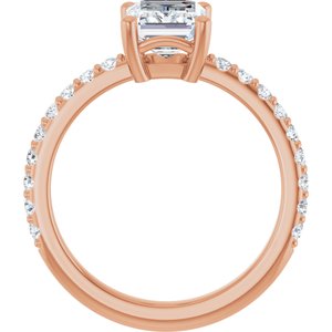 10K Rose Gold 8x6 mm Emerald Ring Mounting – image 3