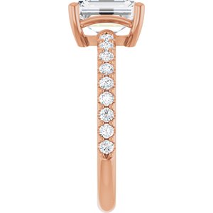 10K Rose Gold 8x6 mm Emerald Ring Mounting – image 7