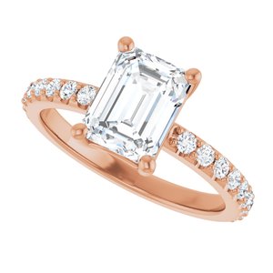 10K Rose Gold 8x6 mm Emerald Ring Mounting – image 8