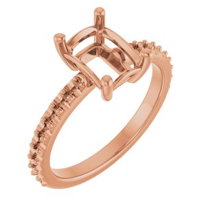 10K Rose Gold 8x6 mm Emerald Ring Mounting – image 2