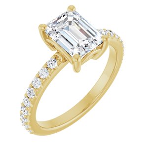 10K Yellow Gold 8x6 mm Emerald Ring Mounting