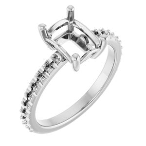 14K X1 White Gold 8x6 mm Emerald Ring Mounting – image 2