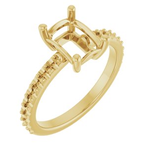 14K Yellow Gold 8x6 mm Emerald Ring Mounting – image 2