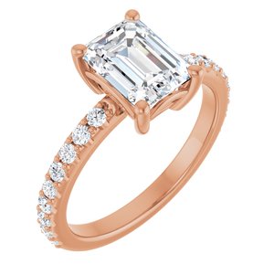 18K Rose Gold 8x6 mm Emerald Ring Mounting