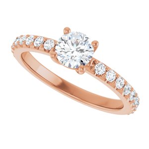14K Rose Gold 5.2 mm Round 1/3 CTW Natural Diamond Semi-Set Ring – image 8