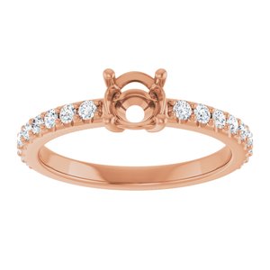 14K Rose Gold 5.2 mm Round 1/3 CTW Natural Diamond Semi-Set Ring – image 6