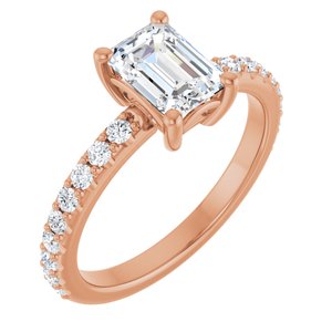 10K Rose Gold 7x5 mm Emerald Ring Mounting