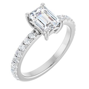 Continuum Sterling Silver 7x5 mm Emerald Ring Mounting