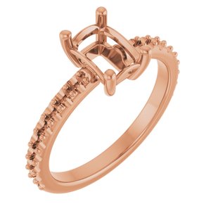 14K Rose Gold 7x5 mm Emerald Ring Mounting – image 2