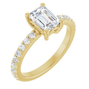 10K Yellow Gold 7x5 mm Emerald Ring Mounting