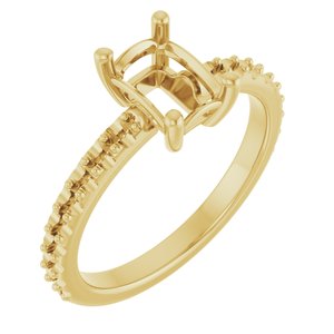 14K Yellow Gold 7x5 mm Emerald Ring Mounting – image 2