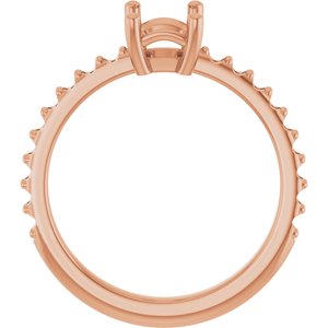 10K Rose Gold 7x5 mm Emerald Ring Mounting – image 4