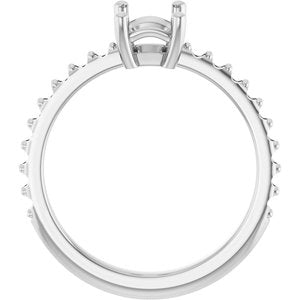 10K White Gold 7x5 mm Emerald Ring Mounting – image 4