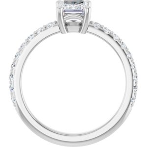 10K White Gold 7x5 mm Emerald Ring Mounting – image 3