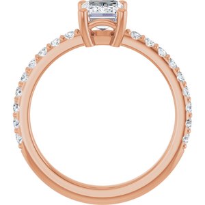 18K Rose Gold 7x5 mm Emerald Ring Mounting – image 3