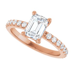 10K Rose Gold 7x5 mm Emerald Ring Mounting – image 8