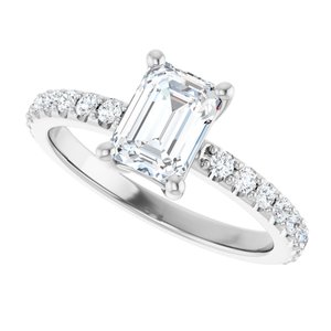 18K White Gold 7x5 mm Emerald Ring Mounting – image 8