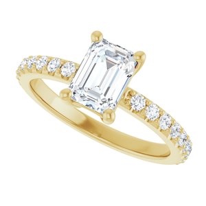 14K Yellow Gold 7x5 mm Emerald Ring Mounting – image 8