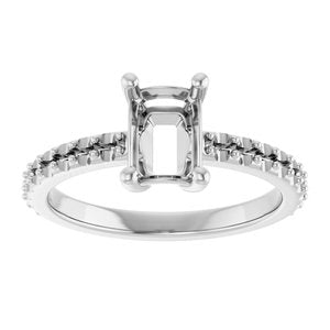 14K White Gold 7x5 mm Emerald Ring Mounting – image 6