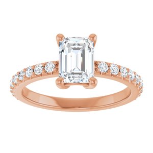 14K Rose Gold 7x5 mm Emerald Ring Mounting – image 5