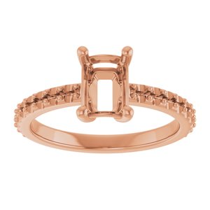10K Rose Gold 7x5 mm Emerald Ring Mounting – image 6