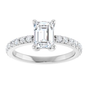 18K White Gold 7x5 mm Emerald Ring Mounting – image 5