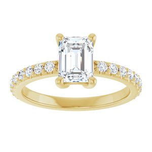 14K Yellow Gold 7x5 mm Emerald Ring Mounting – image 5