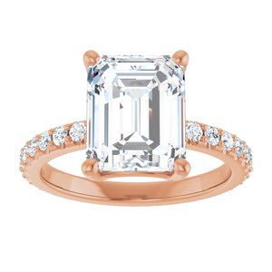 14K Rose Gold 10x8 mm Emerald Ring Mounting – image 5