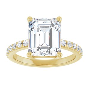 14K Yellow Gold 10x8 mm Emerald Ring Mounting – image 5